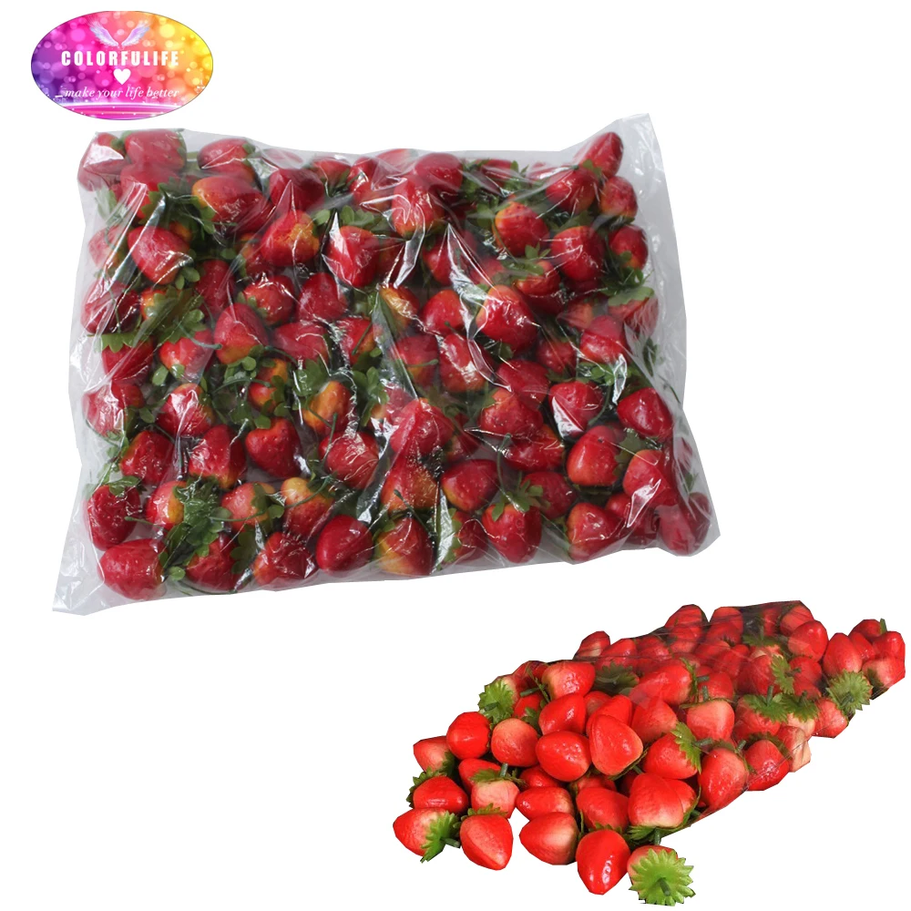 100X Artificial Mini Strawberry Fake Fruit Model Teaching Props Photo