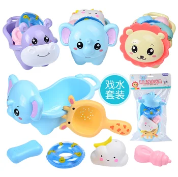 

6pcs Squeezing water toys PVC Cartoon Cloud Water Spraying Sounding Toys For Kids Gift