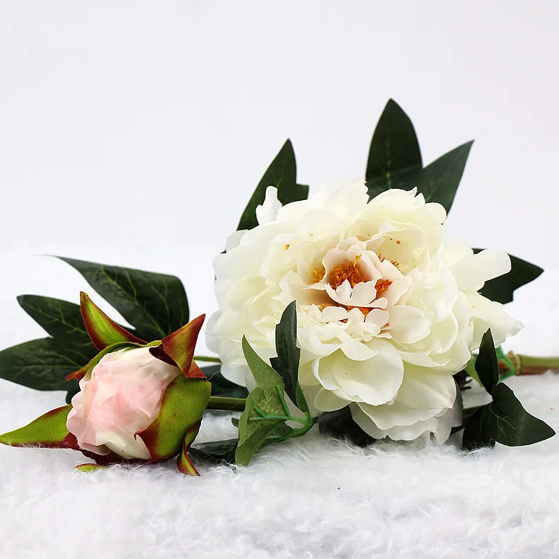 56 см длинные ветви искусственные шелковые цветы Пион деревенский Ретро красивое свадебное оформление отеля вечерние украшения для дома искусственные цветы - Цвет: white