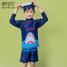 AONIHUA От 2 до 12 лет 3D морская Акула две детали с принтом купальник для мальчиков Дети с длинным рукавом Купальники дизайнерские Джинсовые штаны для детей, Детский купальный костюм