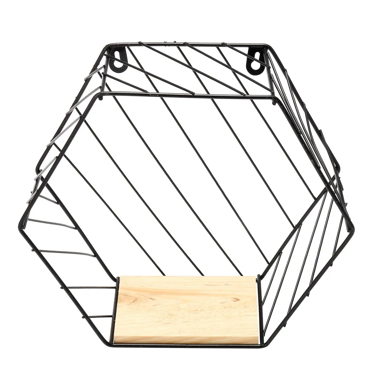 Нордический современный из железа шестиугольная сетка настенная полка комбинированная настенная подвесная фигурка настенная декоративная стойка для хранения для гостиной спальни - Цвет: Black