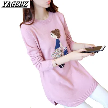 

Women's Knitted O Neck Warm Sweaters Autumn Winter Cartoon Anime Cute Ladies Sweater Pullovers Knitwear Coat Loose Casual Tops
