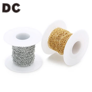 

DC 10yards 1.5/2mm Width Gold Color Stainless Steel Chain Extender End Link Chains for Necklaces Bracelets DIY Jewelry Finding