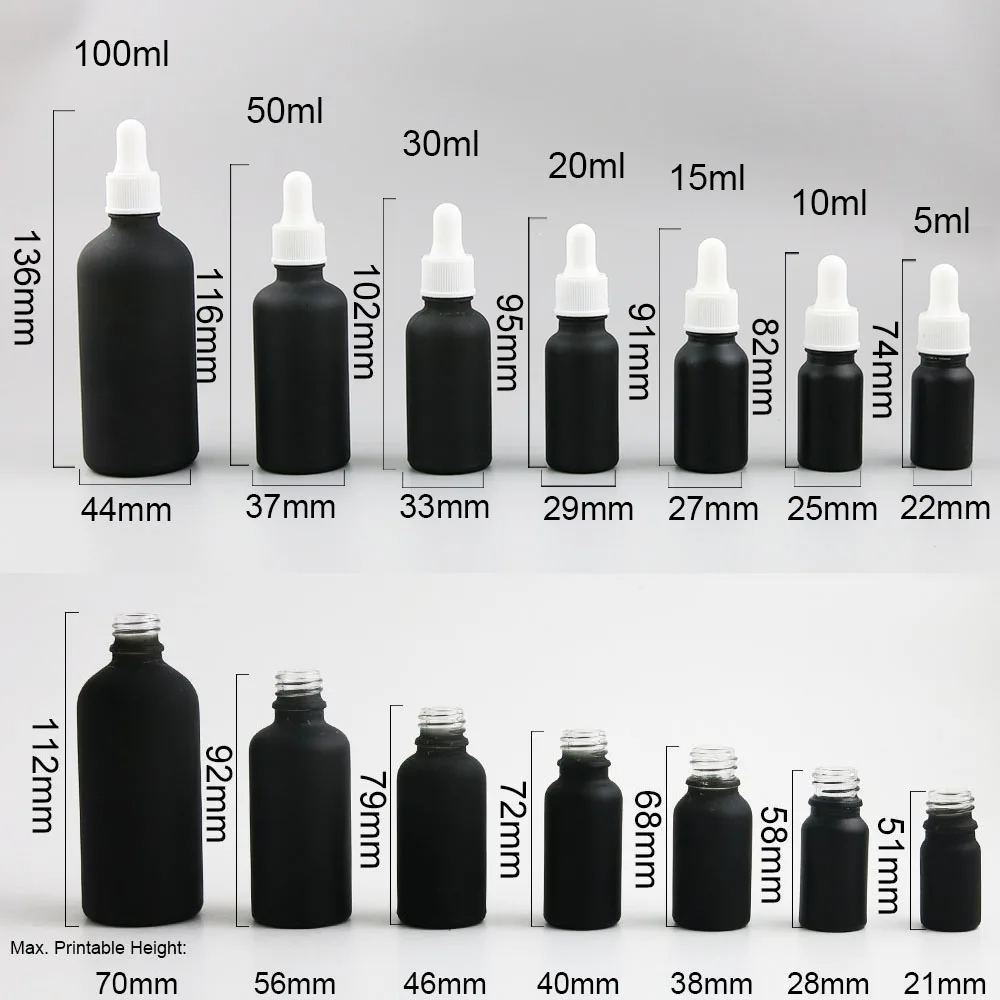 10 х 5 мл 10 мл 15 мл 20 мл 30 мл 50 мл 100 мл эфирное масло матовый черный Стекло бутылка с капельницей для жидкий реагент бутылочка с пипеткой