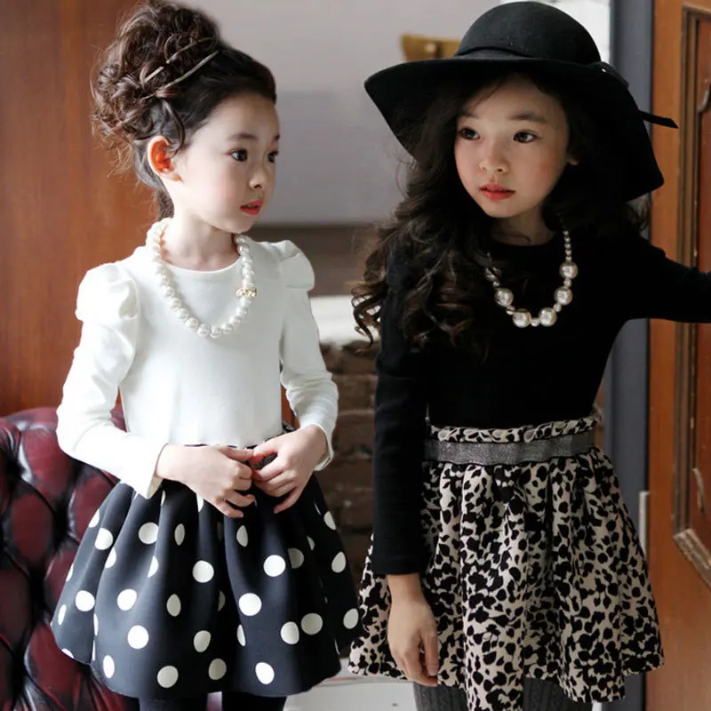 

Children Spring Dresses 2018 Long Sleeve Leopard Print Girl's Clothing Kids Autumn Princess Dresses For 3 to 13 Years old Baby