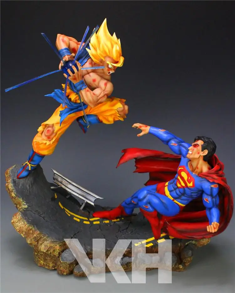 Модель вентиляторов MRC& vkh Dragon Ball Z 34 см Супер saiyan goku vs super man GK статуя из смолы фигурка для коллекции