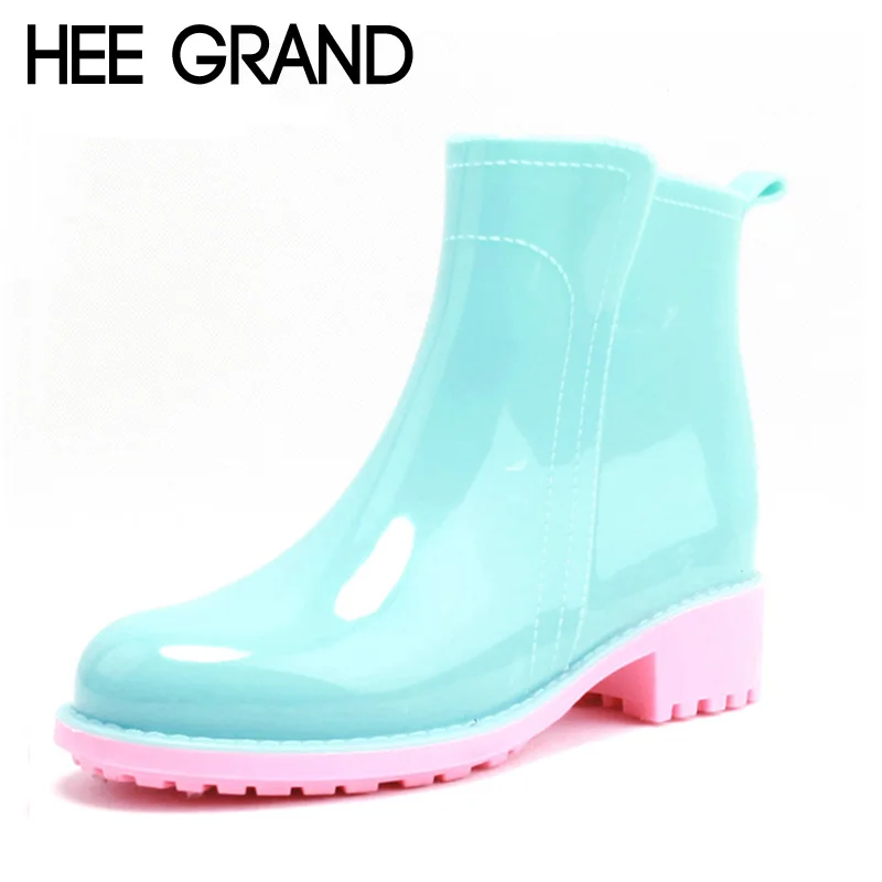 HEE GRAND Women Fashion Rainboots Candy Color Anti slip Rubber Boots For Women In Rainning Days