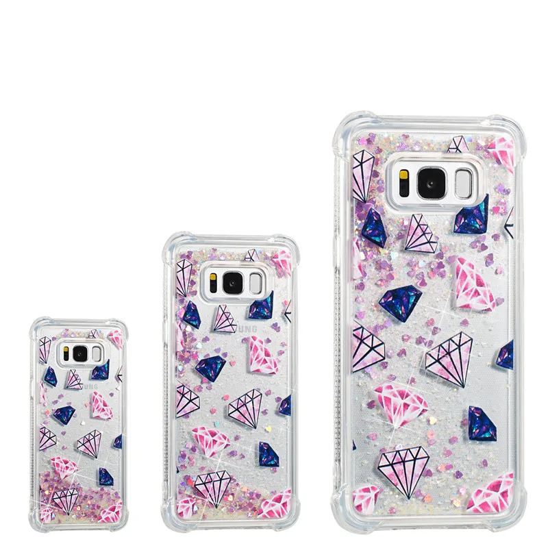 Liquid Case for Samsung Galaxy A6 A8 Plus 2018 S8 S9 Plus S6 S7 Edge Note8 Note9 S5 S6edge Glitter Love Silicone PC Full Cover (29)
