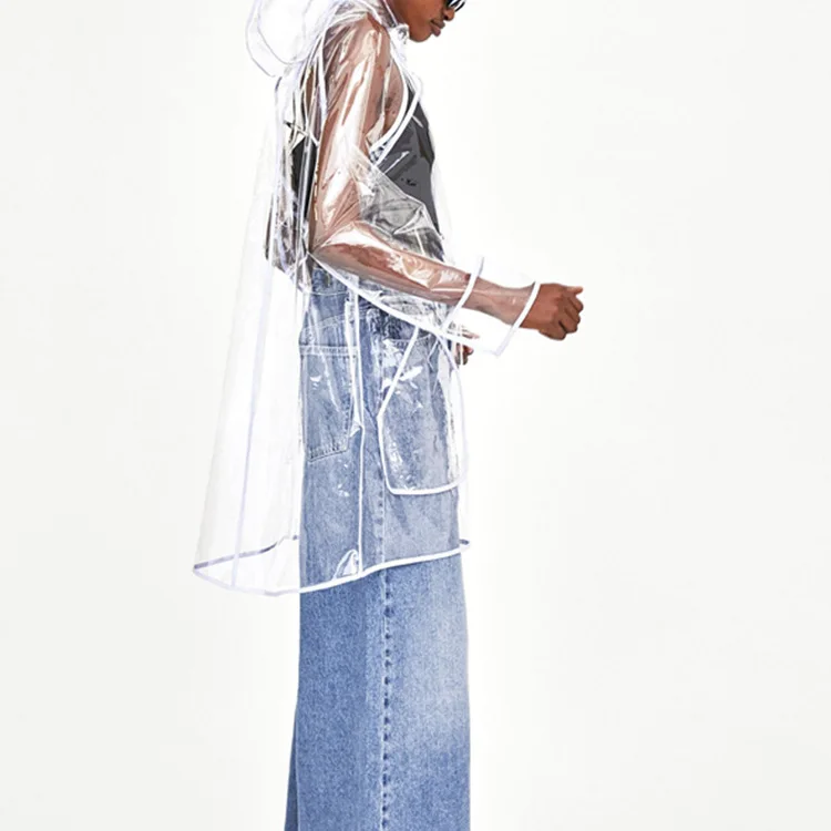 GBYXTY длинное пальто для женщин ПВХ прозрачное негабаритное пальто с капюшоном новая верхняя одежда свободный водонепроницаемый плащ ветровка ZA746