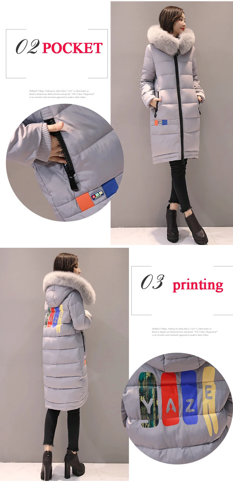 AYUNSUE дизайн женская зимняя стеганая куртка длинное пальто с капюшоном женское стеганое пальто Верхняя одежда парки Плюс Размер LX1160