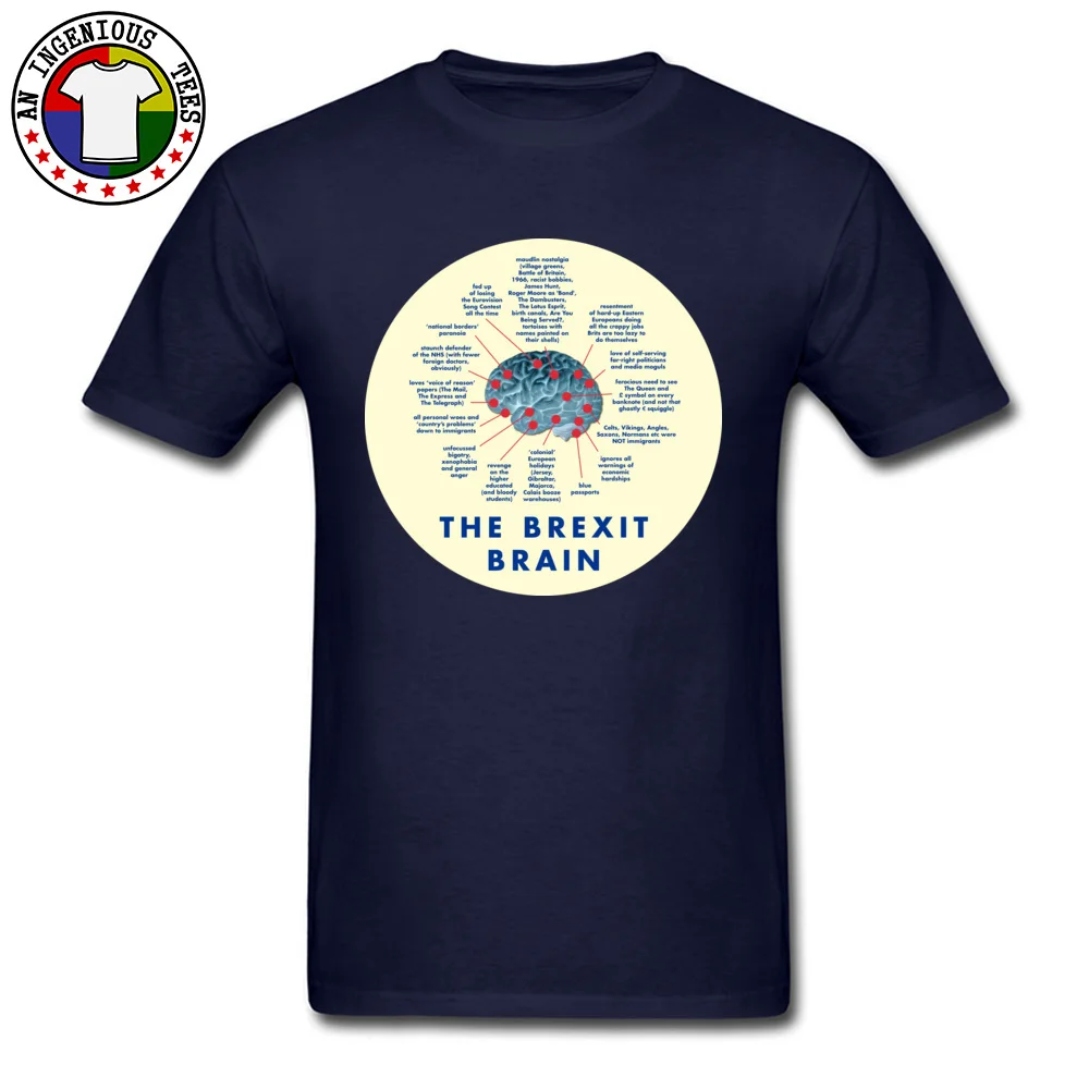 Group Cotton Fabric Tops Shirts for Men Hip hop Top T-shirts Summer Company Round Neck Sweatshirts Short Sleeve THE BREXIT BRAIN WHAT IT THINKS AND OBSESSES ABOUT navy