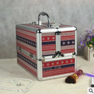 2014 stylish flag pattern design aluminum cosmetic case easy-carrying makeup box on sale | Багаж и сумки