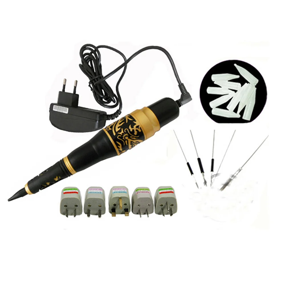 

Professional Permanent Makeup Eyebrow Rotary Tattoo Machine Microblading Pen Kit with 40 Needles 40 Tips EU Body Art or US Plugs