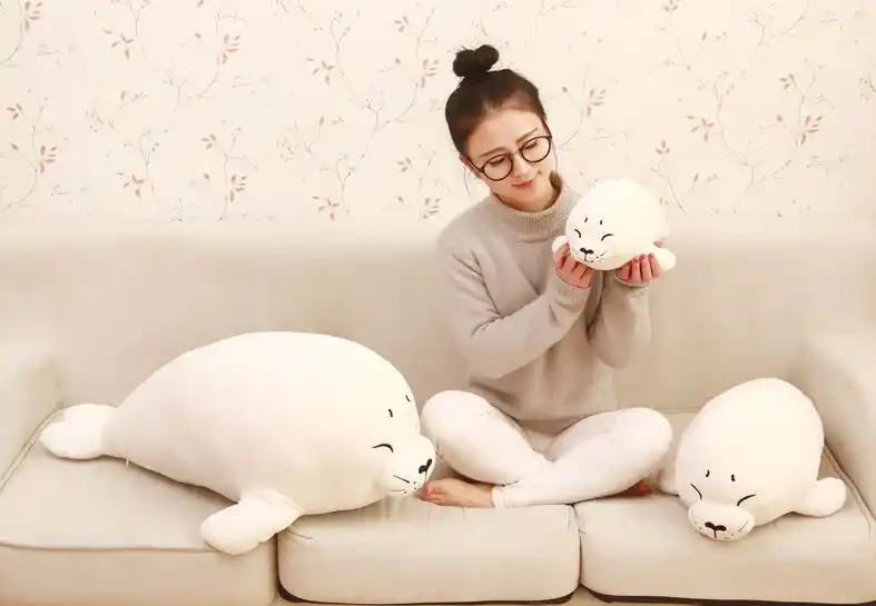 white stuffed seal