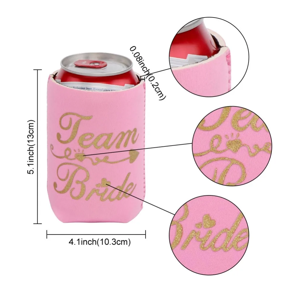 OurWarm Bride Bachelorette Party Decoration Pink Candy Bags Beer Can Cooler Covers for Hen Party Decor Birde to Be Favor
