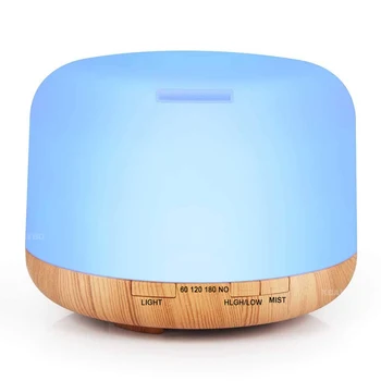 

500ml Electric Aroma Diffuser Mist Maker Air Humidifier Essential Oil Diffuser Aroma Lamp Aromatherapy for Home-Wood