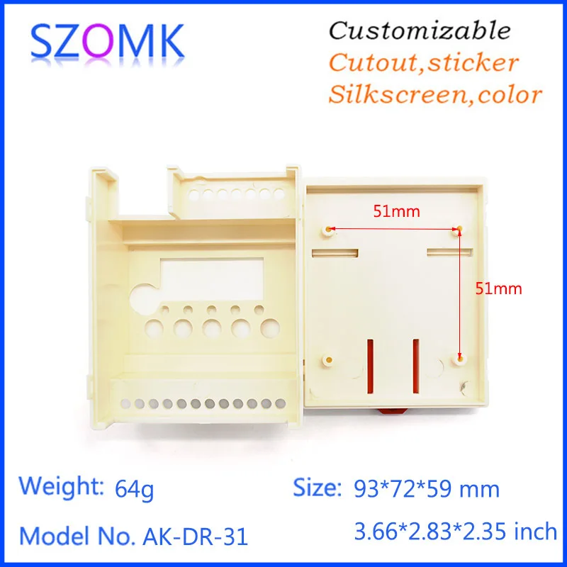 Настенный din-рейка Пластиковый корпус для электронных проектов(1 шт.) 93*72*59 мм пластиковая коробка для электроники