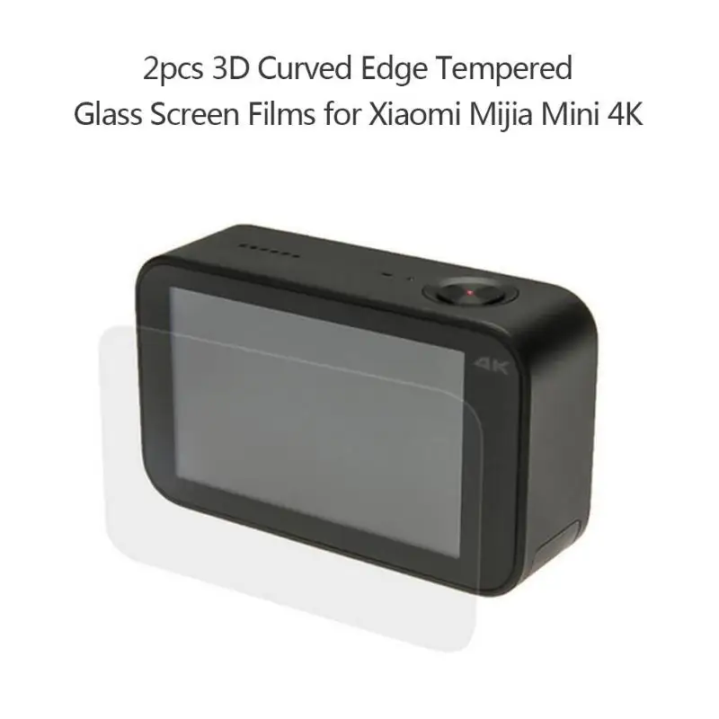 

2Pcs 3D Curved Edge Tempered Glass Camera Screen Protector Films Covers Case for Xiaomi Mijia Mini 4K Action Camera Protective