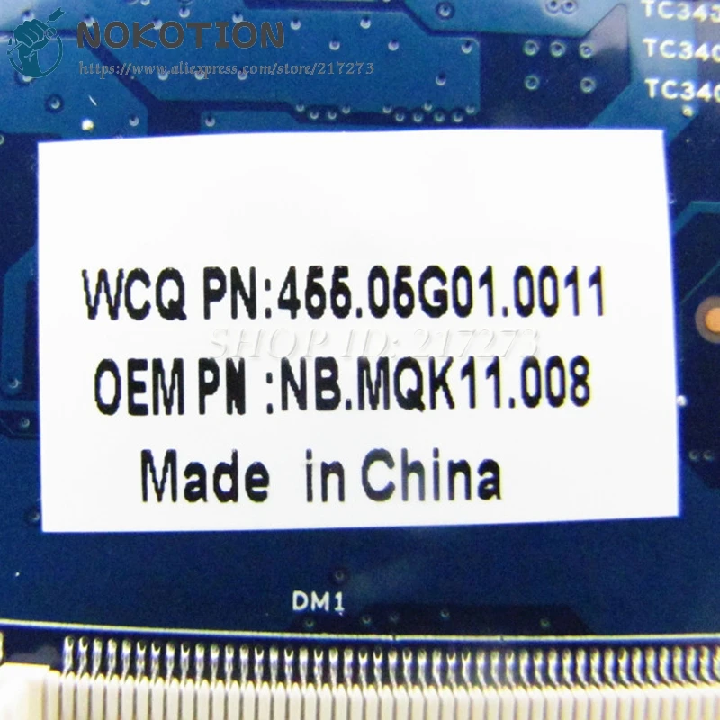 Материнская плата NOKOTION NBMQK11008 NB.MQK11.008 для ноутбука Acer aspire V внешняя детская
