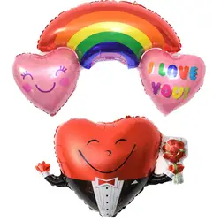 50 шт. мультфильм сердце любовь Радуга Жених воздушный шарик из алюминиевой фольги воздушный шар День Рождения Аксессуары для взрослых брак