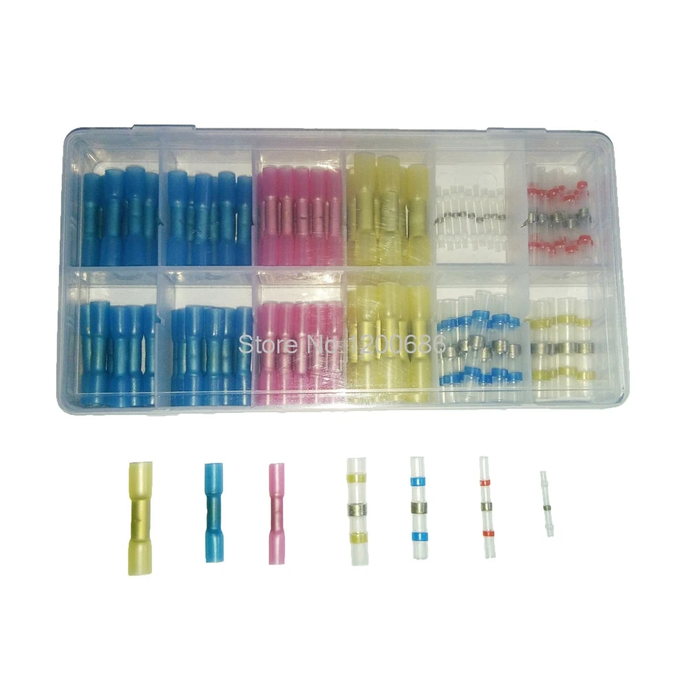 

150Pcs/Lot Assorted Insulated Electrical Wire Butt Cable Terminal Crimp Connector Set Kit