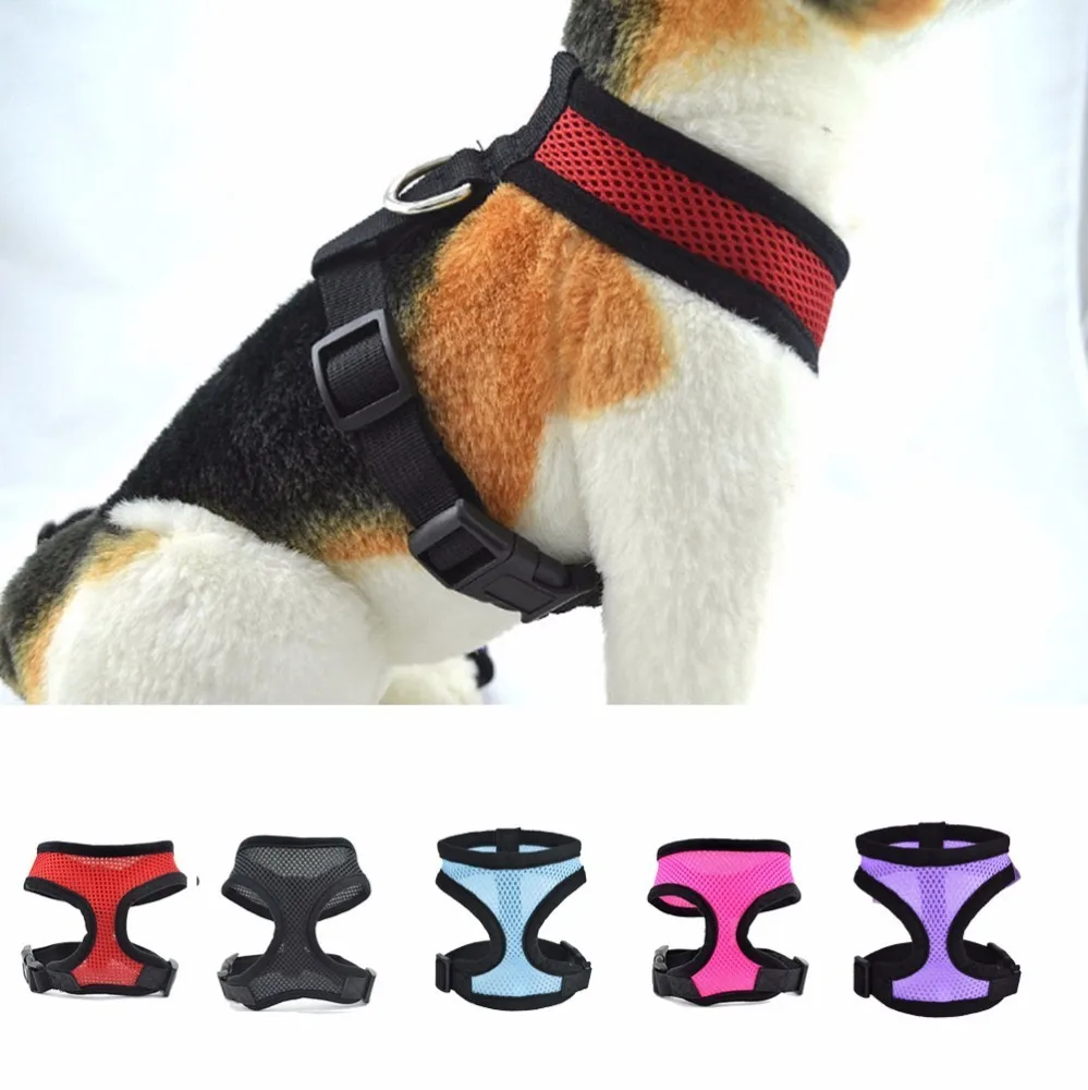 Multi Color Dog Harness Nylon Solid Soft Breathable Mesh Puppy Pets
