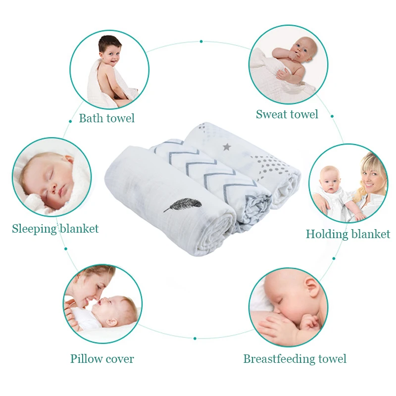 Günstig Hohe Qualität Neugeborenen Weichen Musselin Swaddle 100% Organische Baumwolle Baby Decken Bad Turm Baby Bettwäsche Wrap Baby Blankes