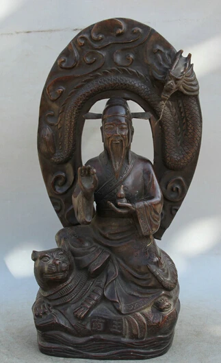 

JP S0524 17" Chinese Bronze Seat Tiger Dragon Medicine King medical God sculpture Statue