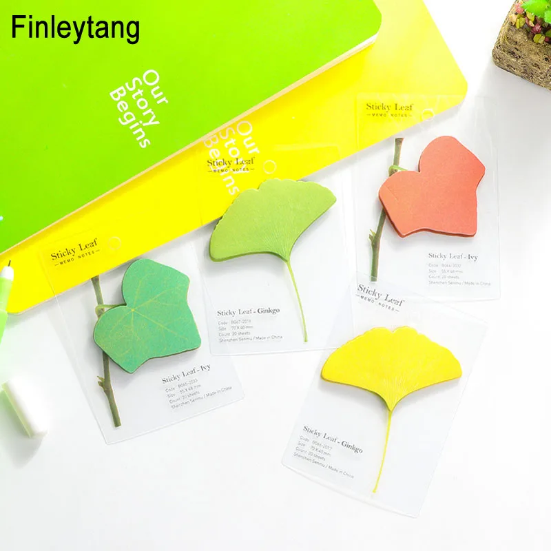 Cute Plant Green Red Leaves Memo Pad Ginkgo Sticky Notes Post It Note