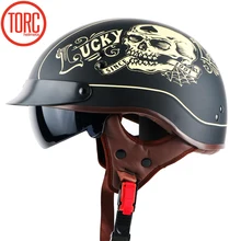 TORC шлем старинных мотоциклов Harley helmetretro скутер половина шлем с внутренним козырек объектив DOT мото каско capacete motocicleta