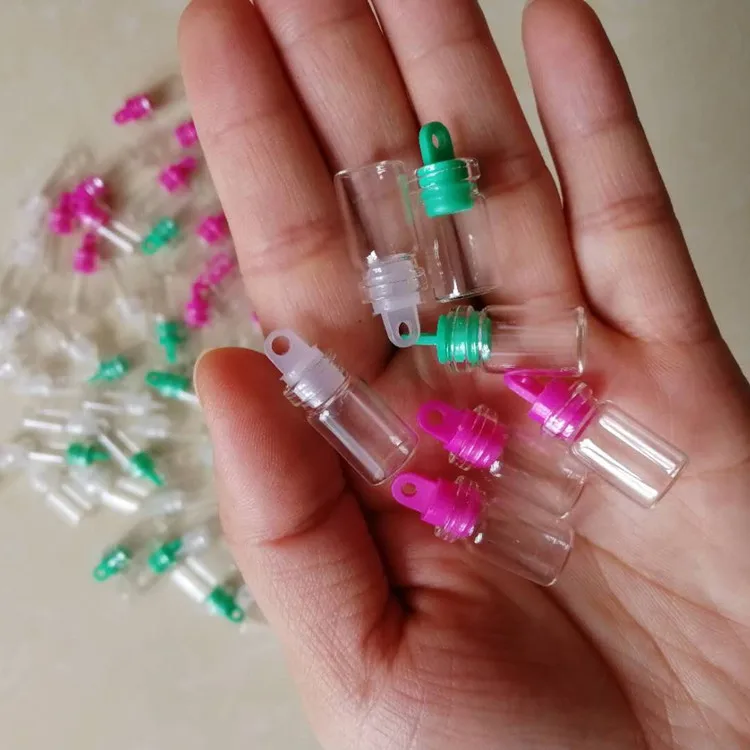 

1000 x 0.5ml Clear Glass Bottle with Colorful Plastic Stoppers 10*18mm Plastic Lid Small Glass Vials Wholesale