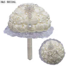 H& S Свадебная кайма из кружева, свадебная фата букеты жемчуг свадебные аксессуары, букеты Искусственные Свадебные букеты buque de noiva