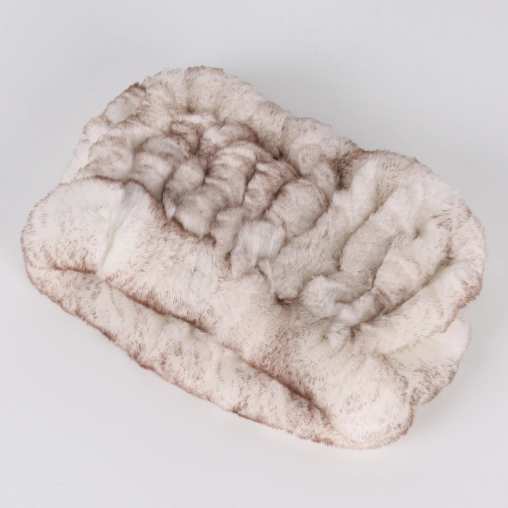 Women Handmade Stretch 100% Real Rabbit Fur Scarf Knit Genuine Rex Rabbit Fur Headbands Girls Natural Rabbit Fur Ring Scarves 3