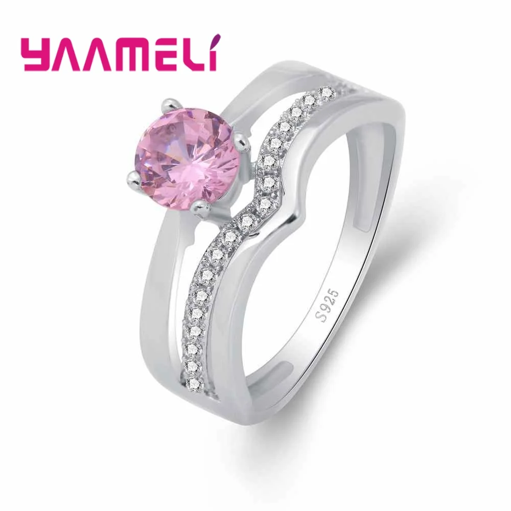 

YAAMELI Simple Heart Ring for Valentine's Day Best Gifts 925 Sterling Silver Champagne Color Crystal Rings Fashion Jewelry