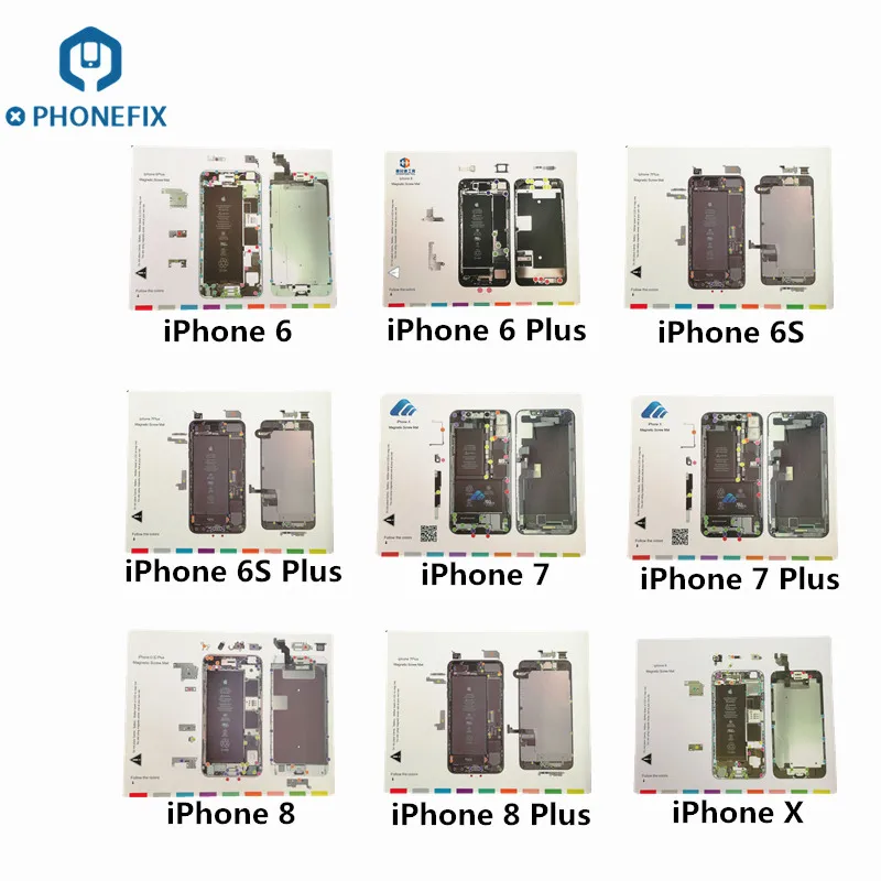 PHONEFIX 9 шт. профессиональные магнитного винт коврик техника Repair Pad Мобильный телефон работы ремонт коврик для iPhone X 8 8 P 7 7 P 6 6 S