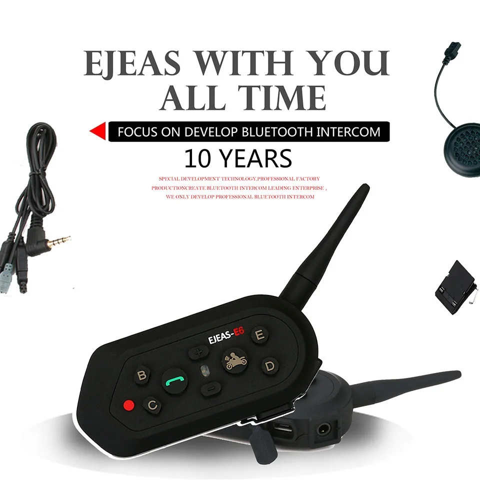 EJEAS 2 шт. E6 1200 м BT мотоцикл для 6 мотоциклистов подходит полного лица VOX гарнитура