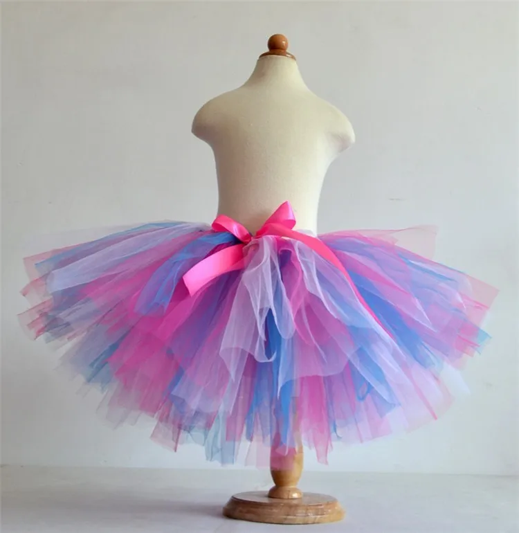 Детская радужная трехслойная юбка-пачка для девочек воздушная юбка-пачка для детей размер 1-10T