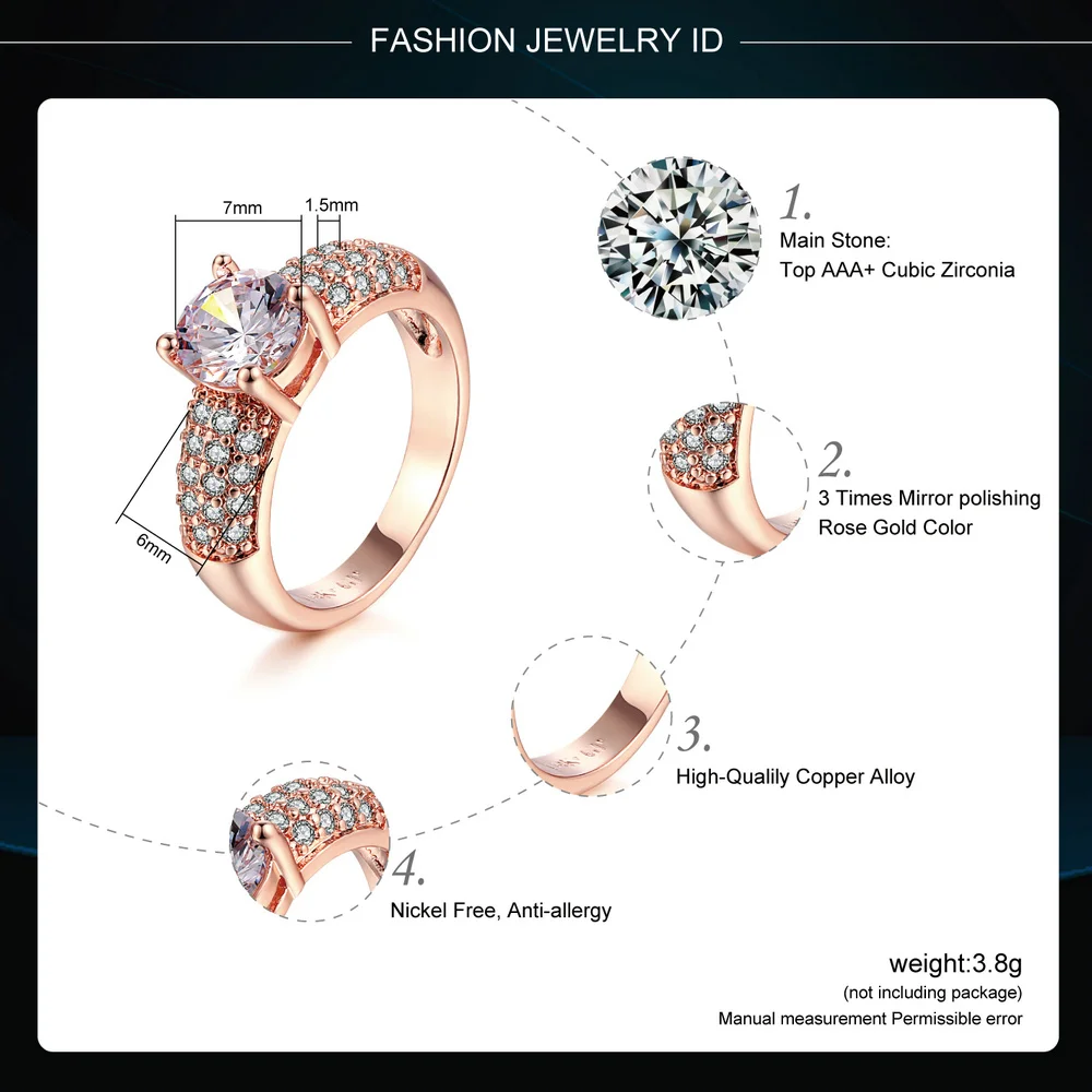 Double Fair Engagement Wedding Rings Cubic Zirconia Silver/Rose Gold Color CZ Stone Ring Jewelry For Women anel Wholesale DFR105