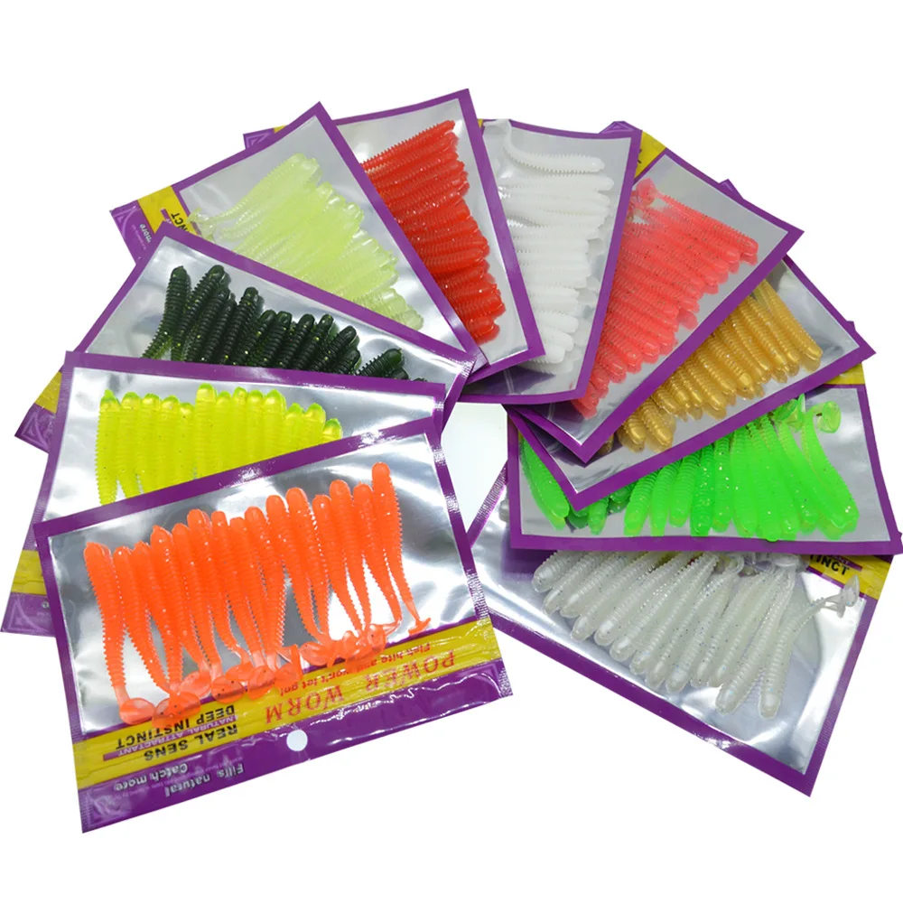 

15pcs/Lot Silicone Flexible Fishing Lure 7cm/2g Soft Plastics Artificial Bait T-tail Fishing Tackle Lures Accessories