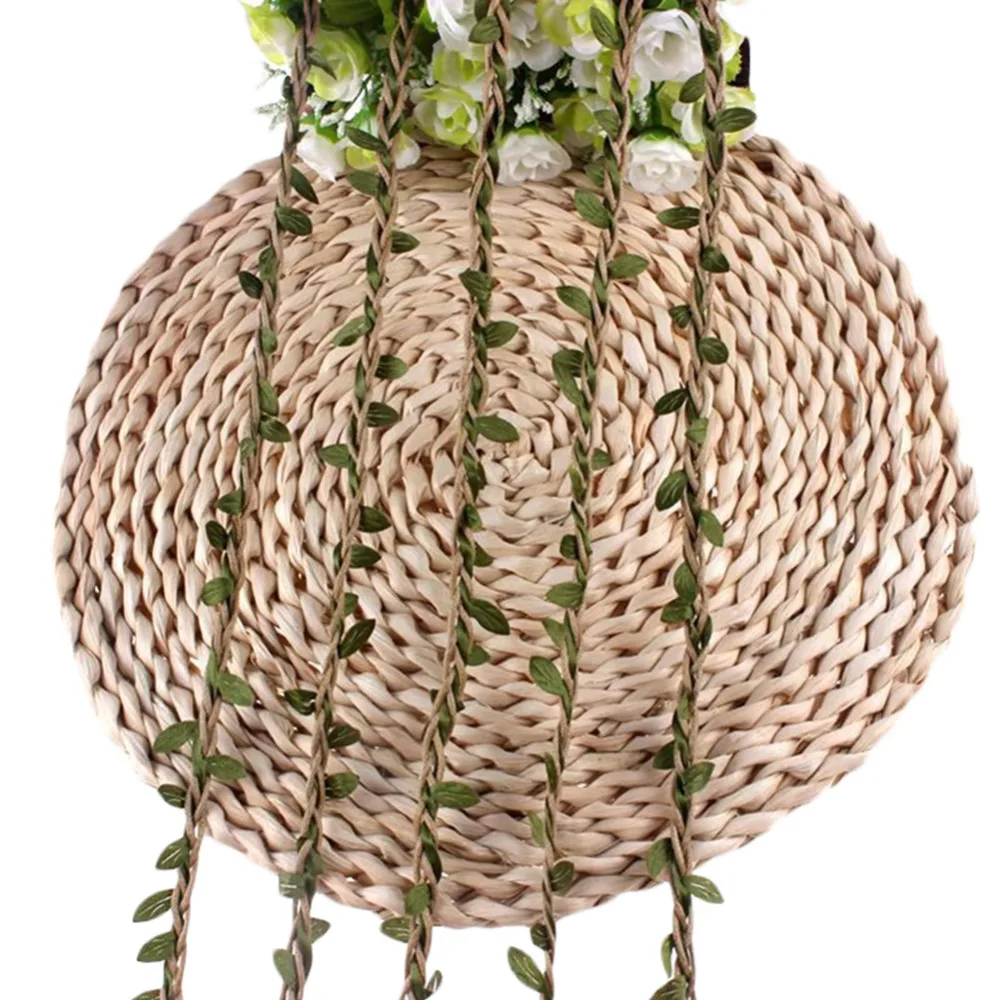 

10M Raw Jute Twine Wax String with leaves Natural DIY Pictures Album Drawstring Rustic Decor Wedding Vintage Home Decorations