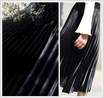

1 yard black Pleated satin Panel, satin Vertical crease, satin accordion pleated fabric, pleats satin fabric