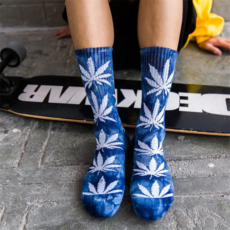 Мужской Носки хлопок галстук красить кленовый лист носок harajuku улица скейтборд