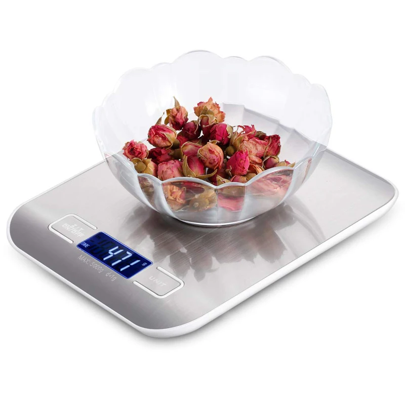 Цифровые кухонные весы с платформой из нержавеющей стали, 10 кг/5 кг, 5000 г, измерительный инструмент для пищевой диеты, весовой баланс, ЖК-дисплей с подсветкой