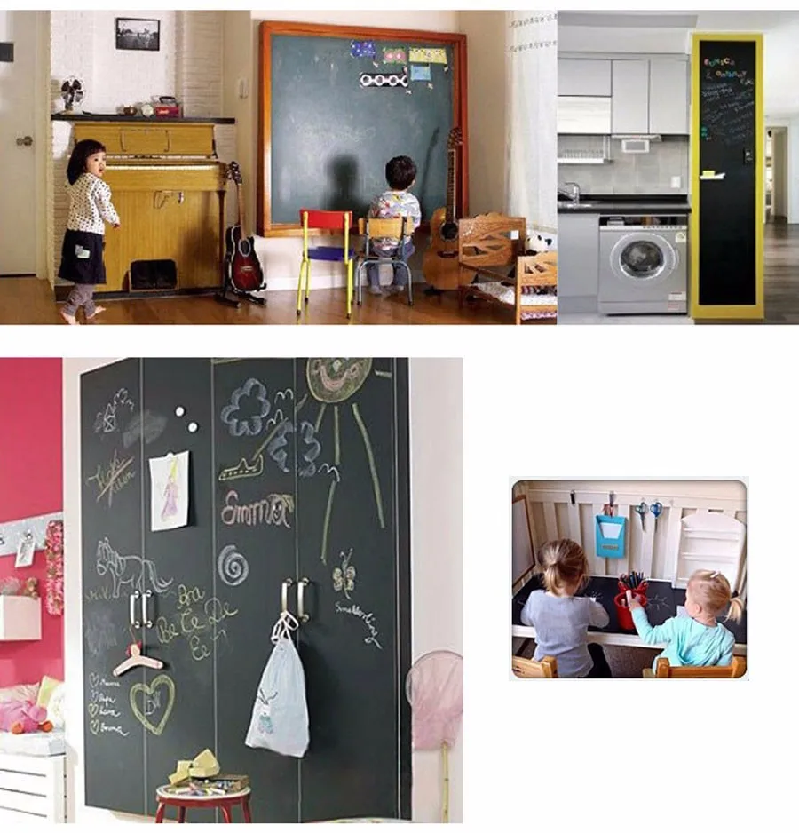 Adesivos de Parede Blackboard Crianças Desenho Brinquedo Vinil Quadro Pintura Giz Parede 60*200 cm 6 desenho brinquedo vinil quadro pintura giz parede