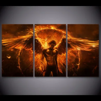 

3 Panel Canvas Painting Fire Angel HD Posters And Prints Canvas Painting For Living Room Cuadros Decorativos