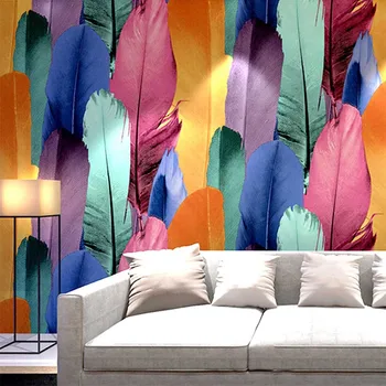 

Color Feather Pattern Wallpaper L Karaoke Bar TV Background Wall Paper New