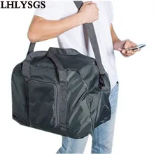שקיות מטען LHLYSGS Sportsing מתקפל ניילון עמיד למים מותג לשני המינים אופנה תיק כתף תיק נסיעות מטען יד מתקפל
