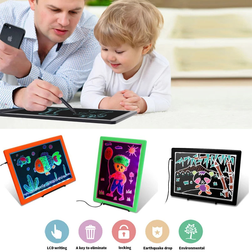

AMZDEAL Thin Large Screen Luminous Drawing Tablet For Children's Graffiti Indoor Display Window Display Catering Industry Board
