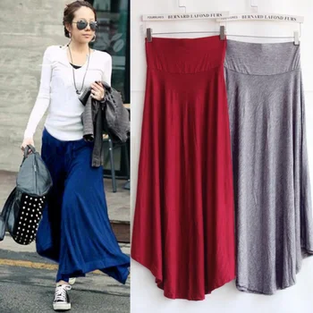 

Women Elegant Long Skirts Elastic Waist Pleated Maxi Skirts Ladies Vintage Summer Skirts Womens