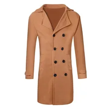 SHUJIN тренчкот Новая мода мужские шерстяные смеси длинное пальто Одежда ветрозащитная осень-зима тонкий Тренч мужской плюс размер пальто